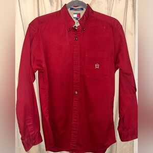 Vintage Tommy Hilfiger Red and Beige Polo